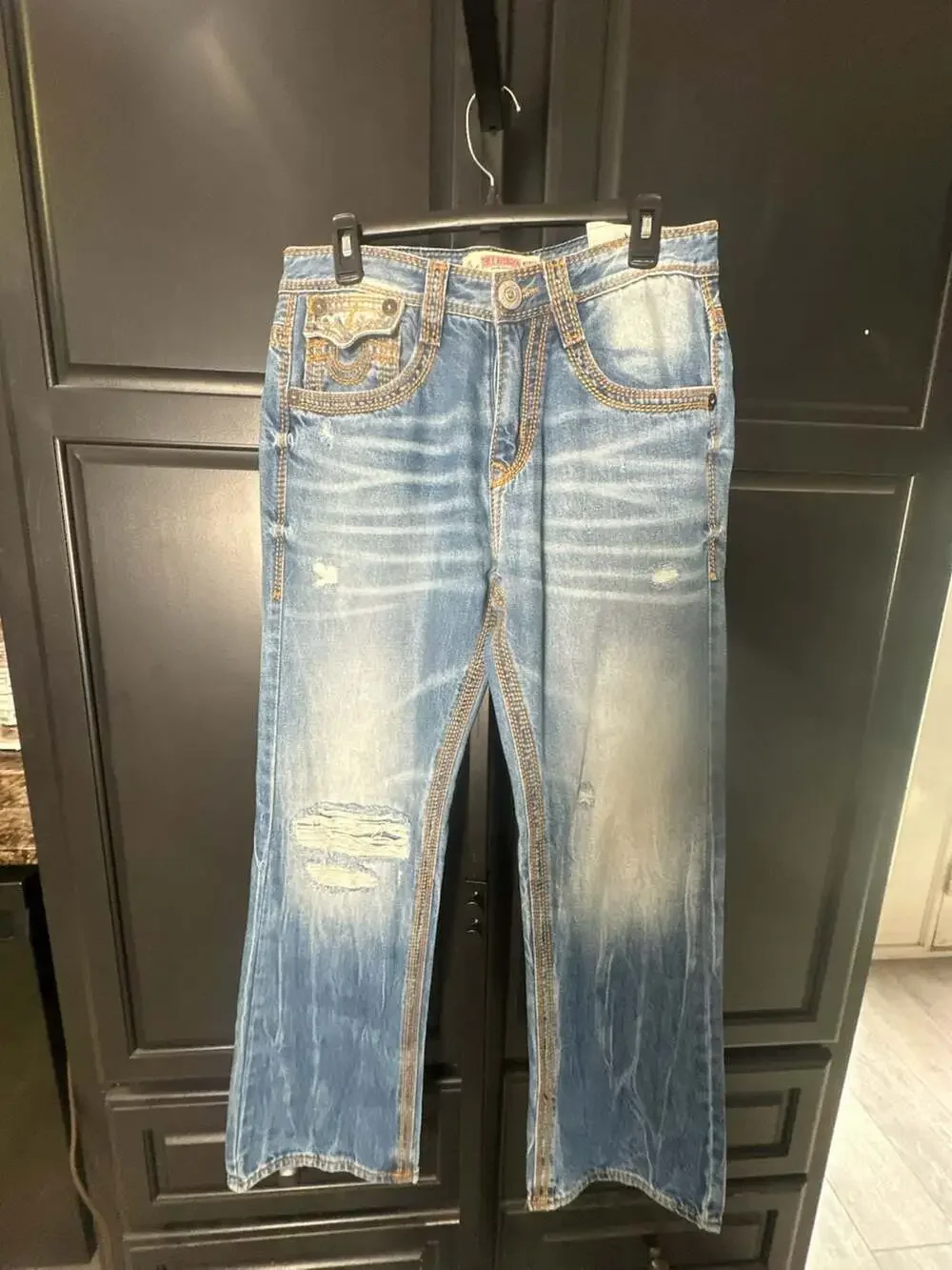 True Religion World Tour Distressed Jeans 32x34 #441